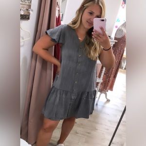 Grey Button Down Dress